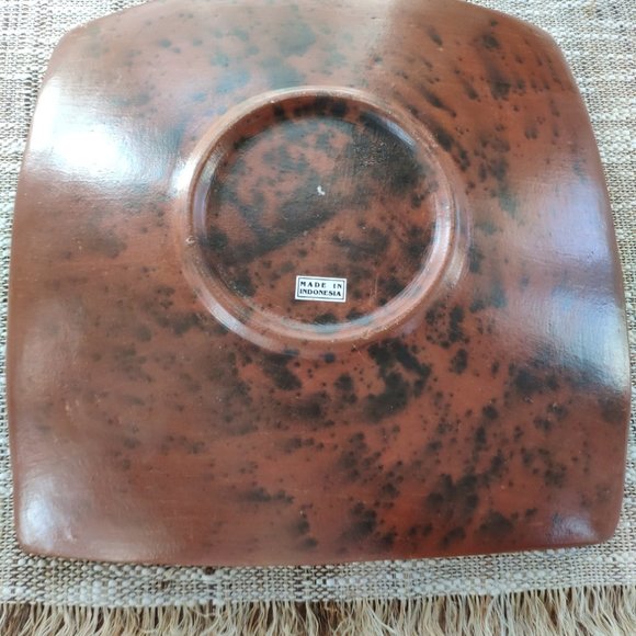 Terracotta Large Bowl Etched Carved Clay Angelfish VTG Decorative Plate 11" - Picture 12 of 12